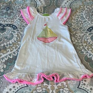 Classic Whimsy Toddler' White and Pink Sailboat Dress